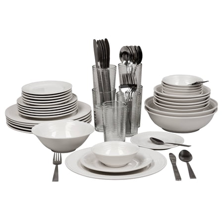 10 Strawberry Street Nova White Round 62-Piece Dinnerware Set, Service for 6