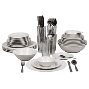 10 Strawberry Street Nova White Round 62-Piece Dinnerware Set, Service for 6