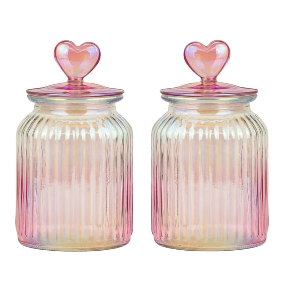 10 Strawberry Street Ombre Heart Canister, Set of 2, Pink