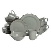 10 Strawberry Street Oxford 24 Piece Stoneware Dinnerware Set, Gray