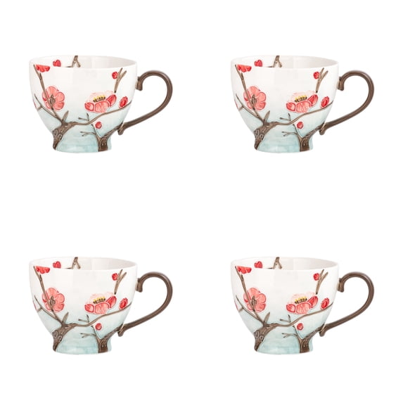 10 Strawberry Street Petaluxe Mug, Cherry Blossom, Set of 4