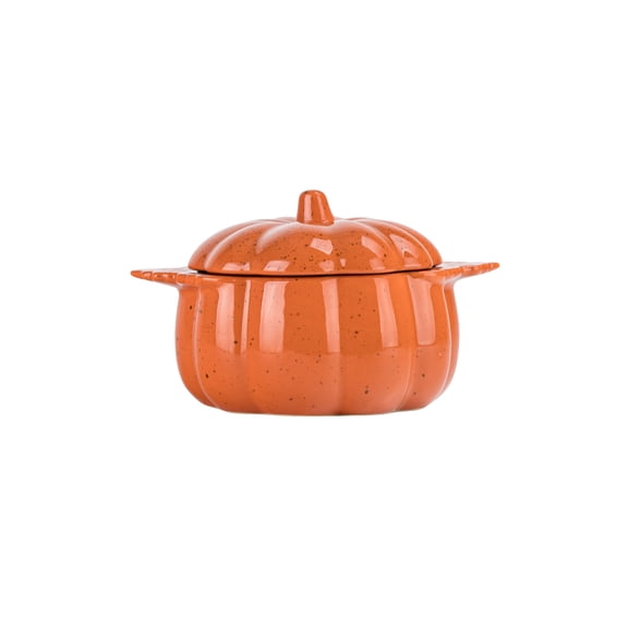 10 Strawberry Street Pumpkin Patch 8" Round Orange Covered Casserole