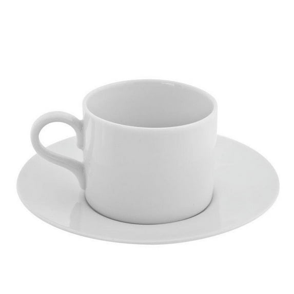 10 Strawberry Street Royal White Porcelain Espresso Cup and Saucer, Set of 6