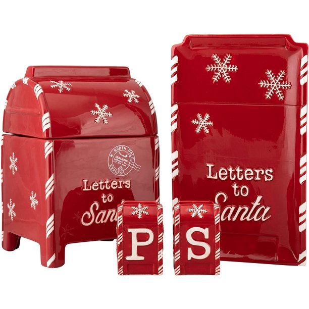10 Strawberry Street Santa's Mail Set Cookie Jar, Plate, S&P Shakers