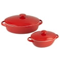 thumbnail image 1 of 10 Strawberry Street Sienna 10” x 7” Stoneware Casserole Dish Set, Red, Microwave (2 Count), 1 of 6