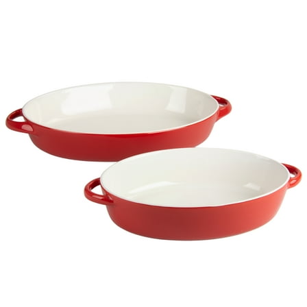 10 Strawberry Street Sienna Oval 13" and 10.5" Stoneware Bakeware Set of 2, Red