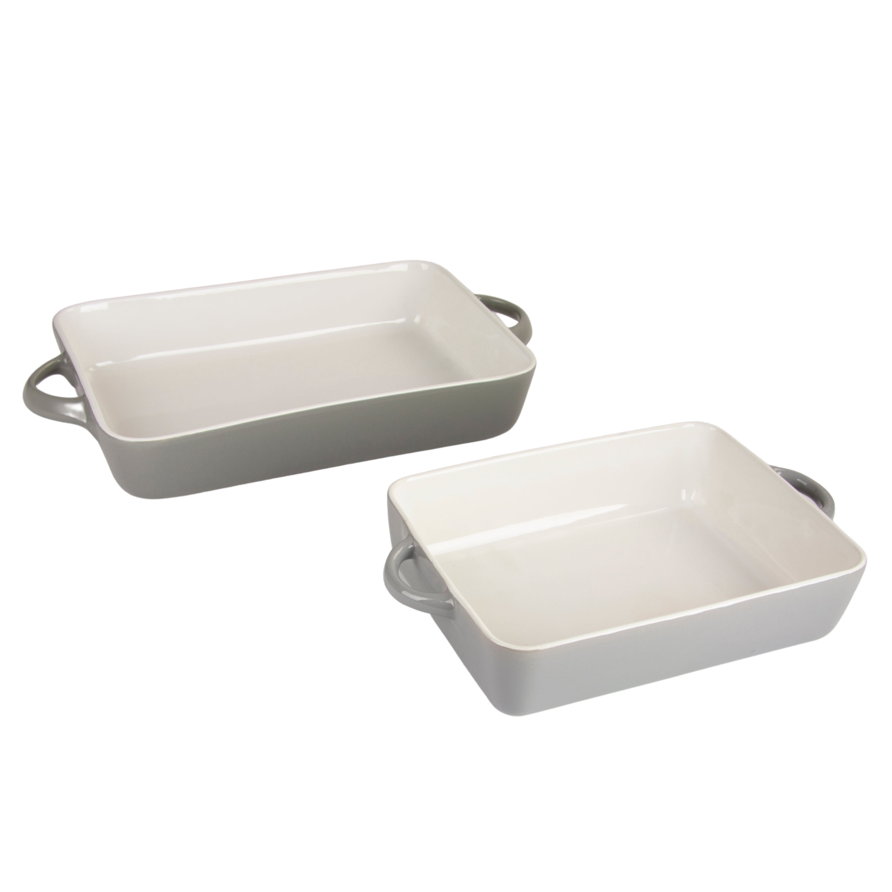10 Strawberry Street Sienna Rectangle 12" and 9.5" Stoneware Bakeware Set of 2, Gray