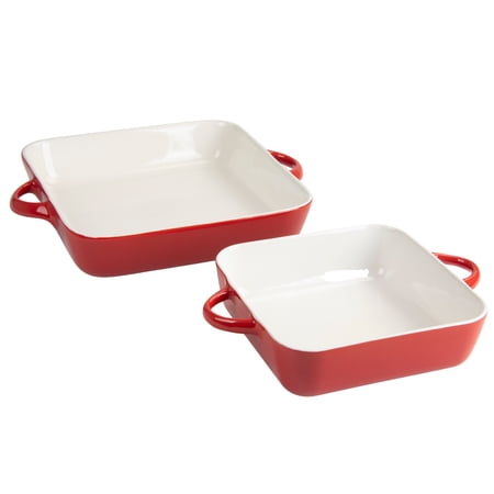 10 Strawberry Street Sienna Square 10" and 8" Stoneware Bakeware Set of 2, Red