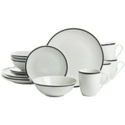 10 Strawberry Street Simply Coupe 16-Piece Ceramic Dinnerware Set, Black