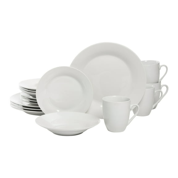 10 Strawberry Street Simply Round 16-Piece Ceramic Dinnerware Set, White
