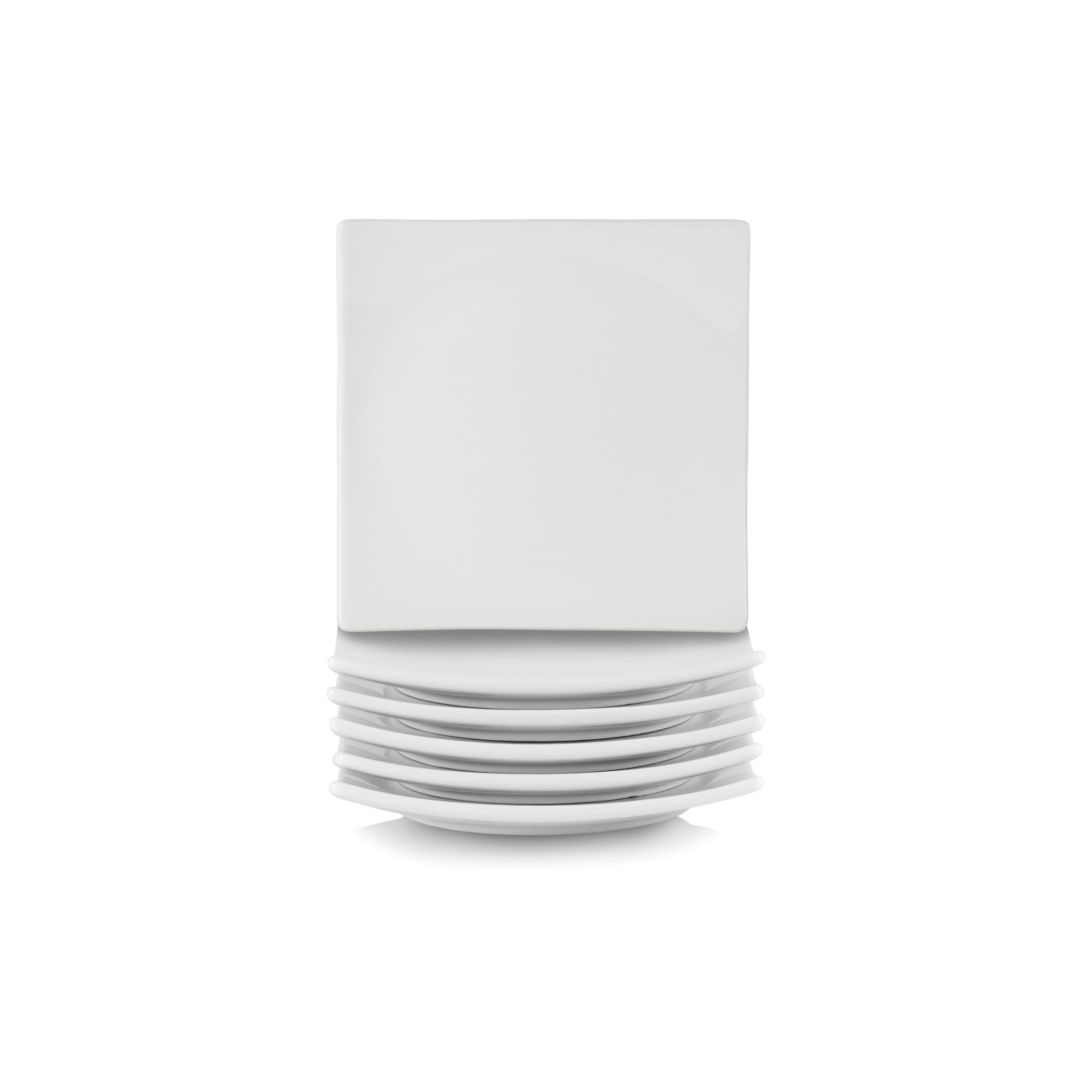 Simply White 6" Square Ceramic Appetizer Plates, Set of 6