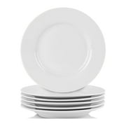 10 Strawberry Street Simply White 6" Round Ceramic Appetizer Plate, Set of 6