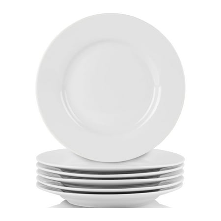10 Strawberry Street Simply White 6" Round Ceramic Appetizer Plate, Set of 6