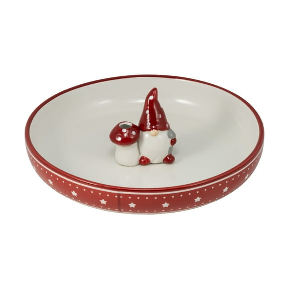 10 Strawberry Street Tidbit Serve Platter with Gnome Toothpick Holder
