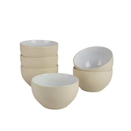10 Strawberry Street Two Tone Coupe 5.5”/24 Oz. Cereal Bowl Set Of 6, Tan/White