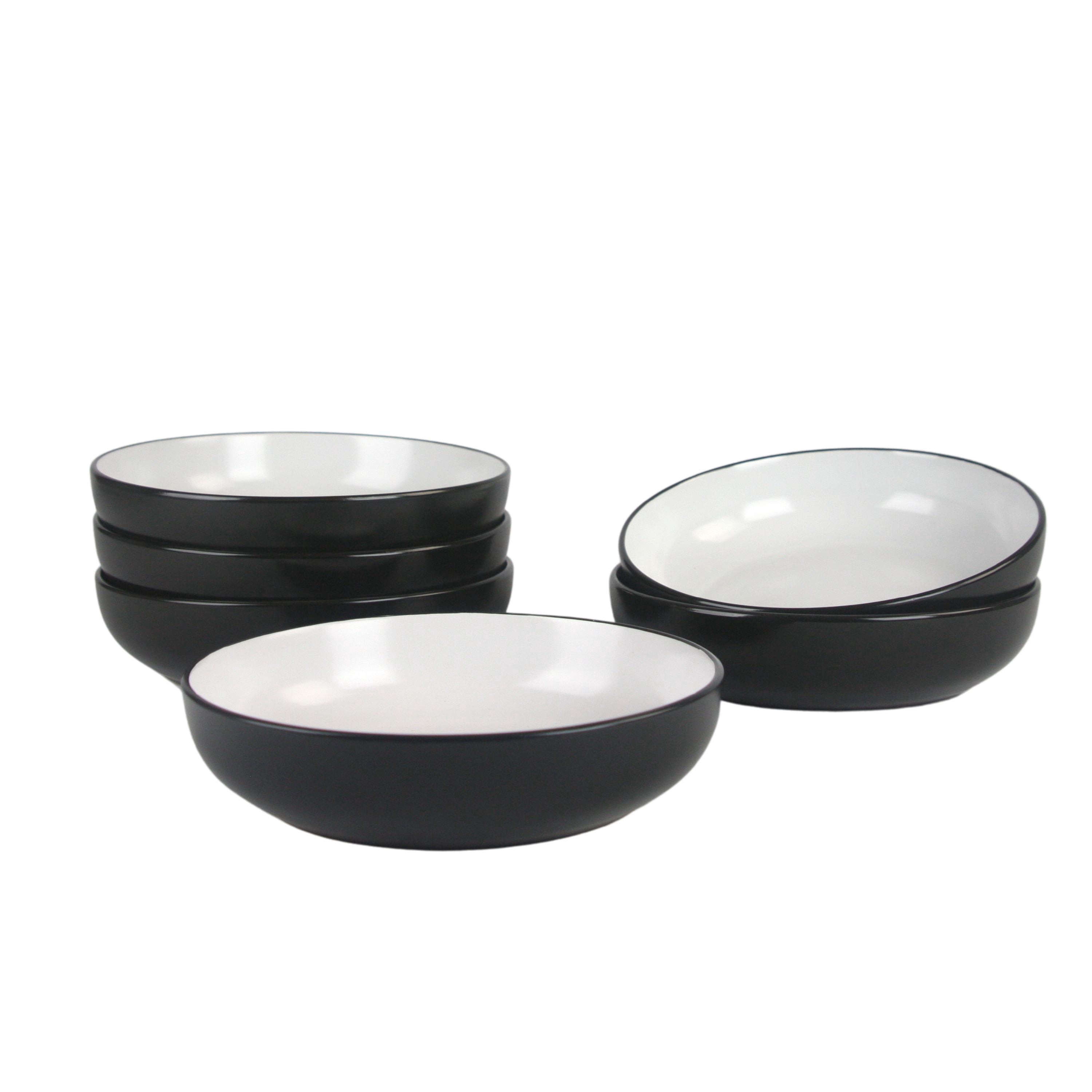 10 Strawberry Street Two Tone Coupe 8.5”/36 Oz. Dinner Bowl Set Of 6, Black/White