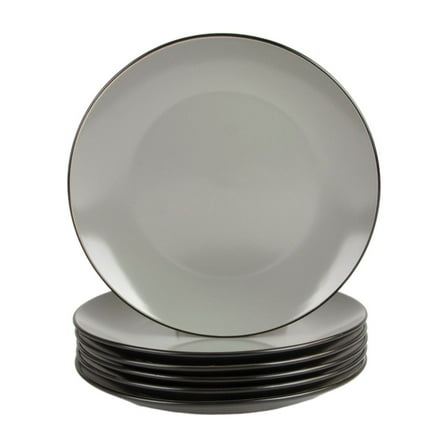 10 Strawberry Street Two Tone Coupe 8” Salad Plate Set Of 6, Black/Gray