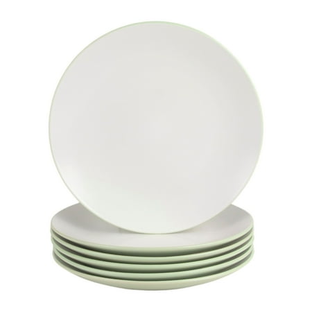 10 Strawberry Street Two Tone Coupe 8” Salad Plate Set Of 6, Green/White