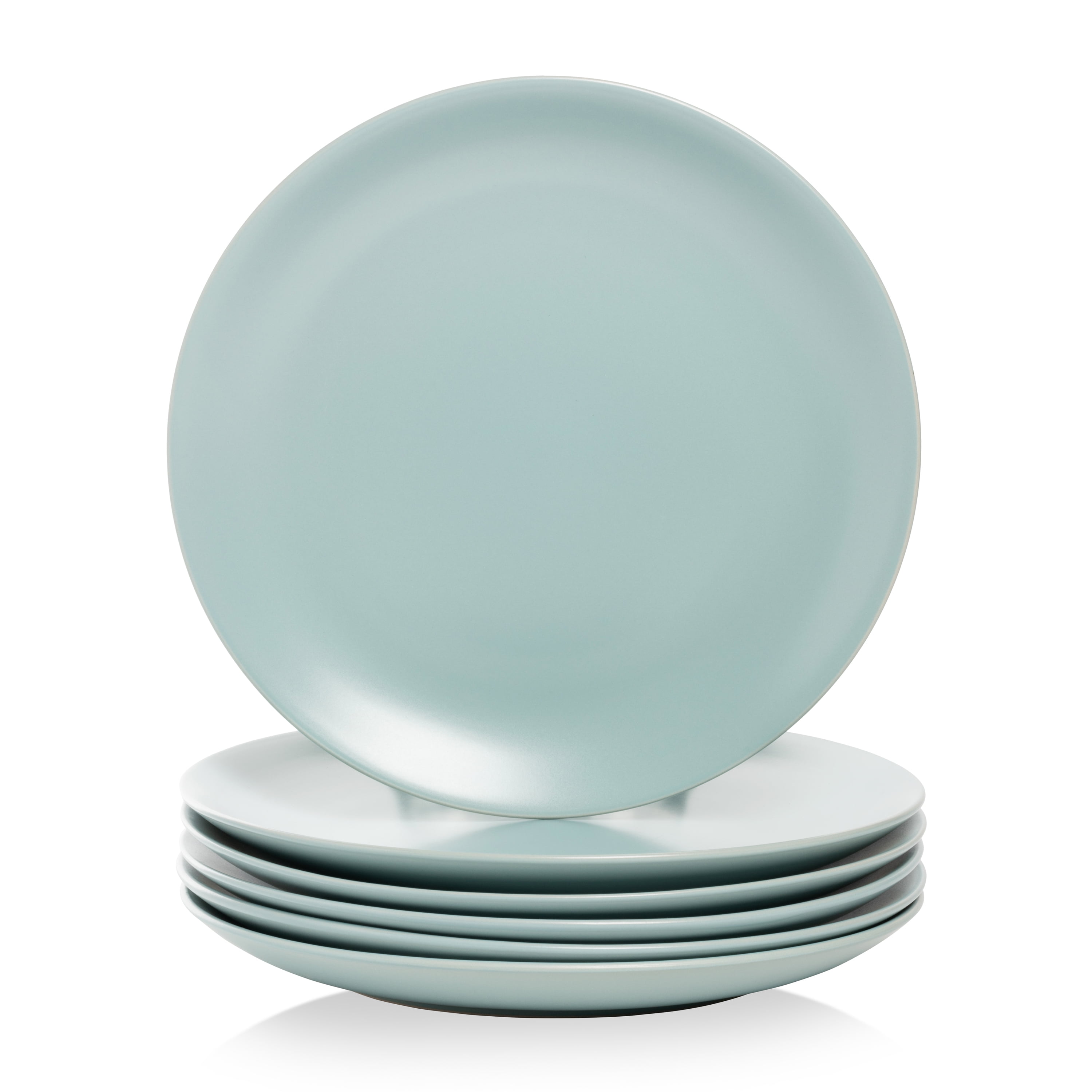 Mineral Blue Matte Ceramic 10.5" Dinner Plates, Set of 6