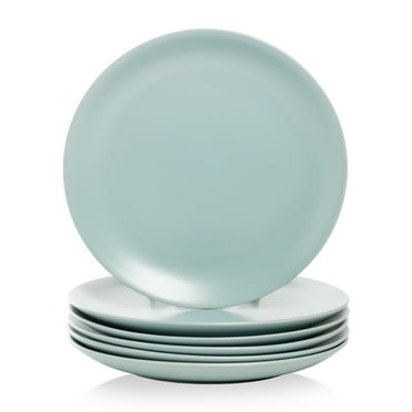 10 Strawberry Street Wazee Matte 10.5" Coupe Stoneware Dinner Plate, Set of 6, Mineral Blue