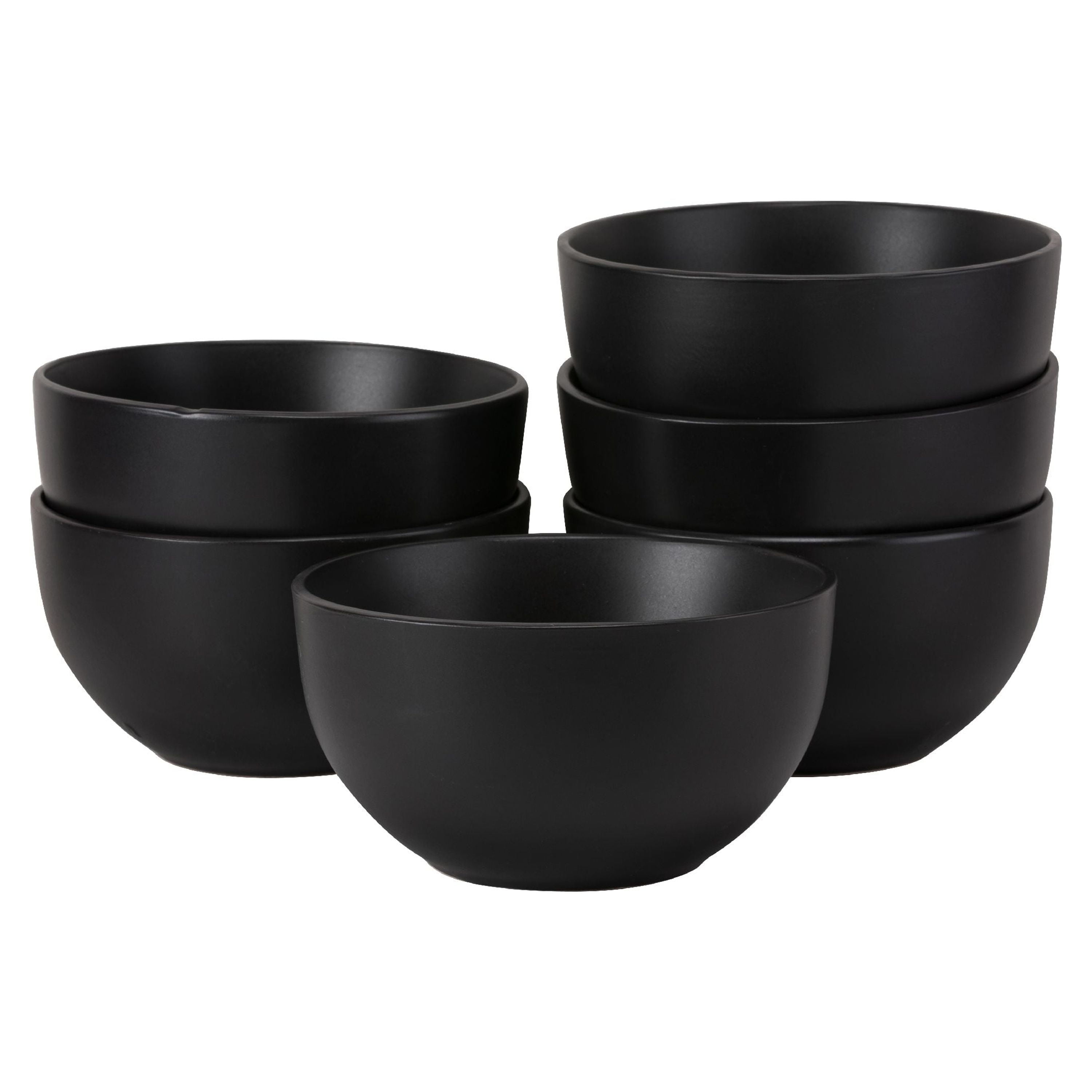 10 Strawberry Street Wazee Matte Cereal Bowl, Set of 6, Black, 5.5