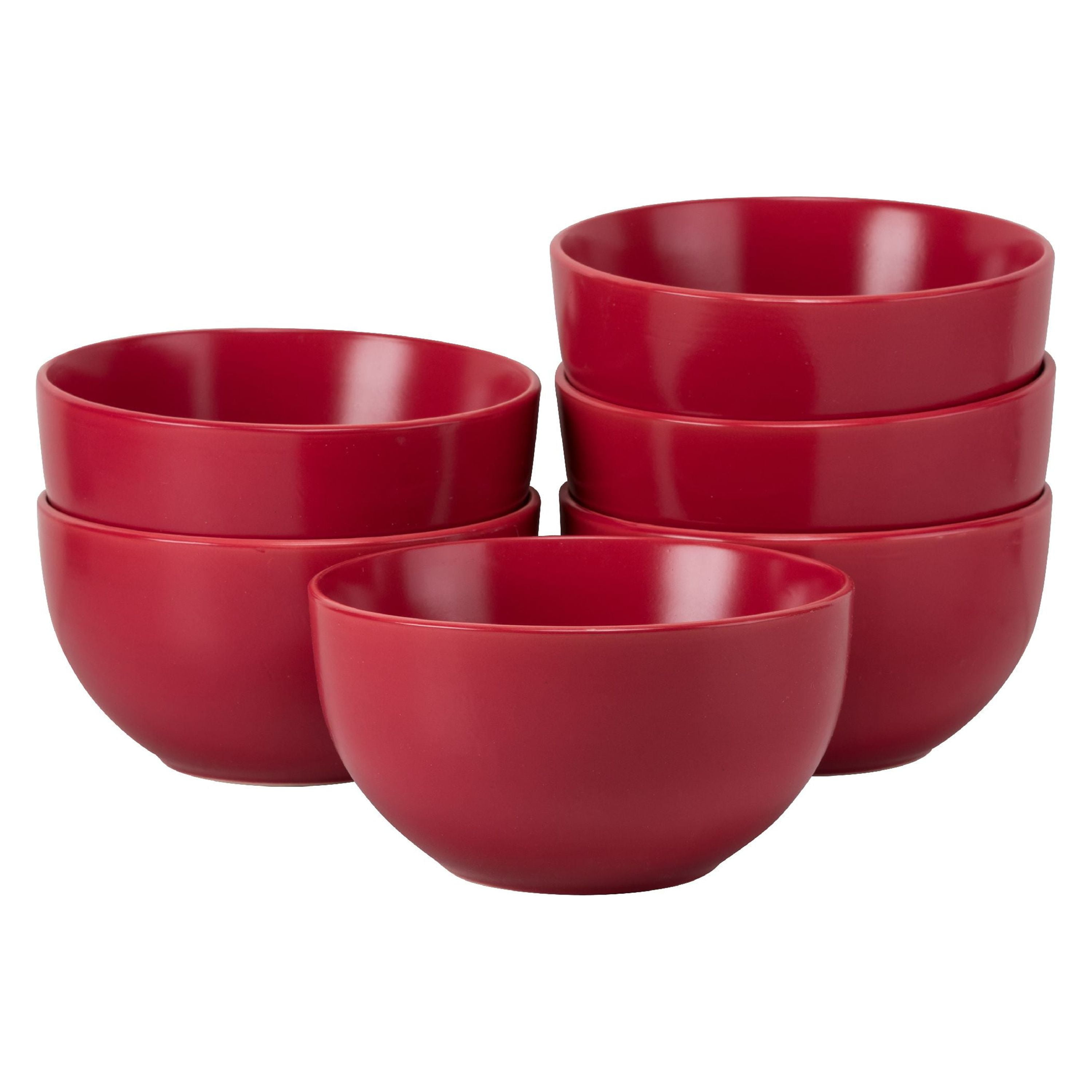10 Strawberry Street Wazee Matte 5.5"/20oz Cereal Bowl, Set of 6, Red
