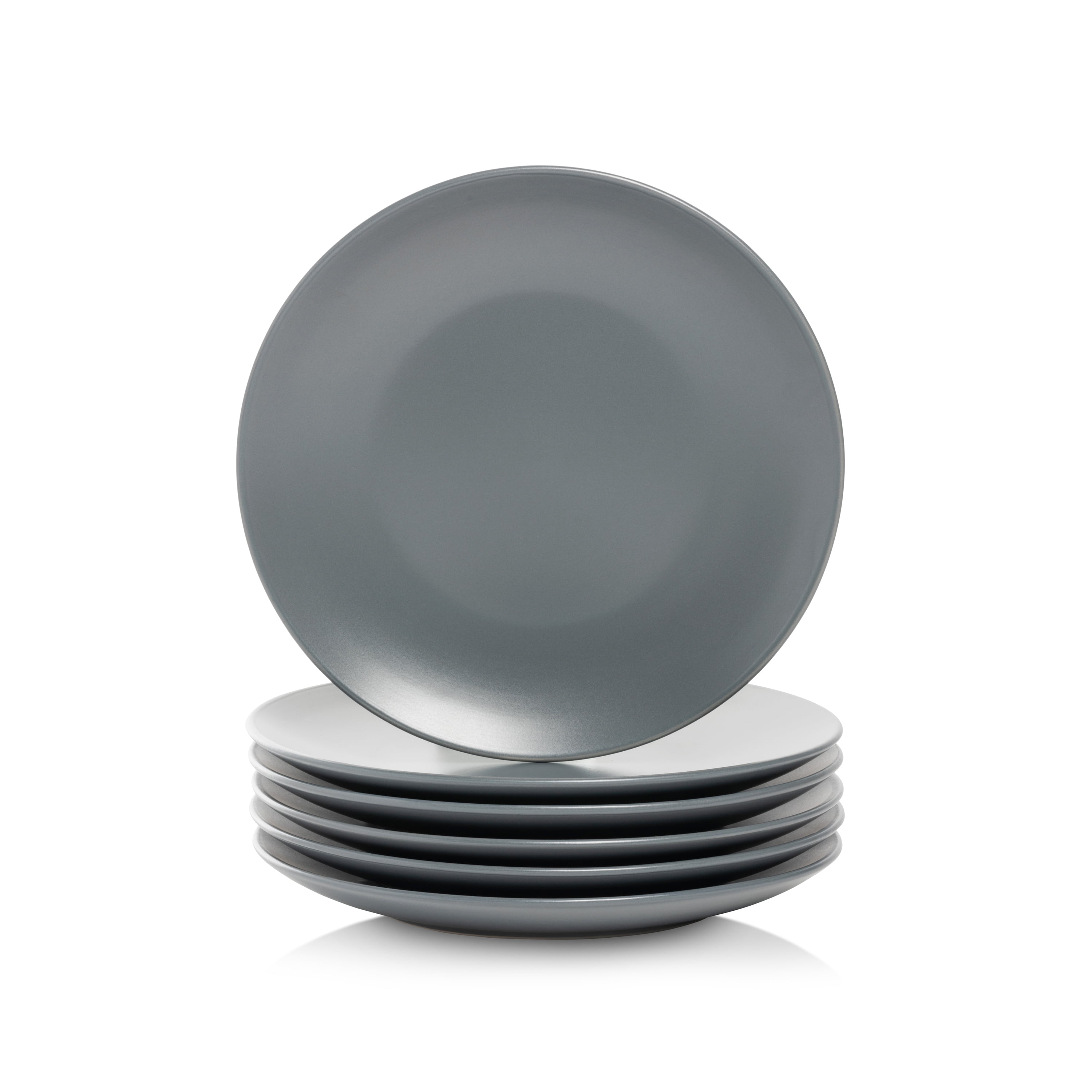 10 Strawberry Street Wazee Matte 8.25" Coupe Salad Plate, Set of 6, Charcoal Gray