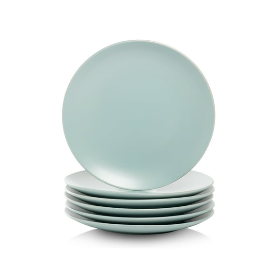 10 Strawberry Street Wazee Matte 8.25" Coupe Salad Plate, Set of 6, Mineral Blue