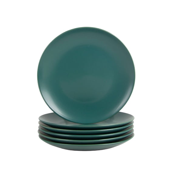 10 Strawberry Street Wazee Matte Coupe Dinnerware, Salad Plate, Emerald Green, Set of 6