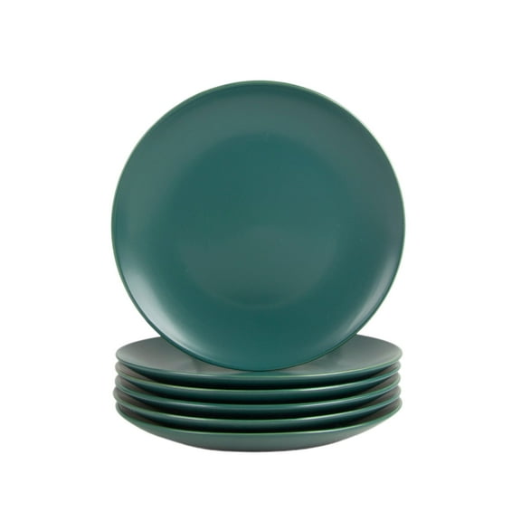 10 Strawberry Street Wazee Matte  Coupe  Dinnerware, Salad Plate, Emerald Green, Set of 6