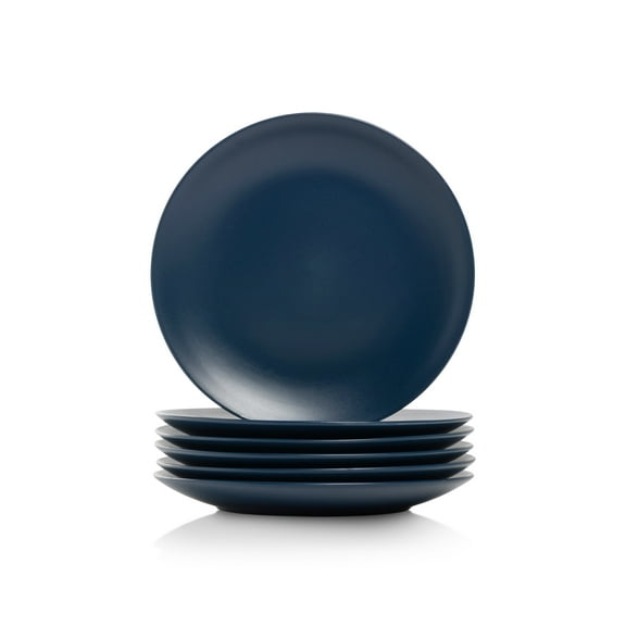 10 Strawberry Street Wazee Matte  Coupe  Dinnerware, Salad Plate, Midnight Blue, Set of 6