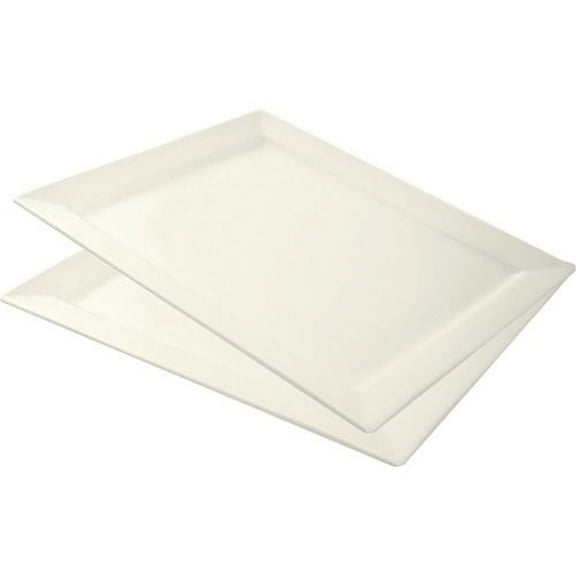 10 Strawberry Street Whittier 17" x 15" Rectangle Platters, Set of 2, White