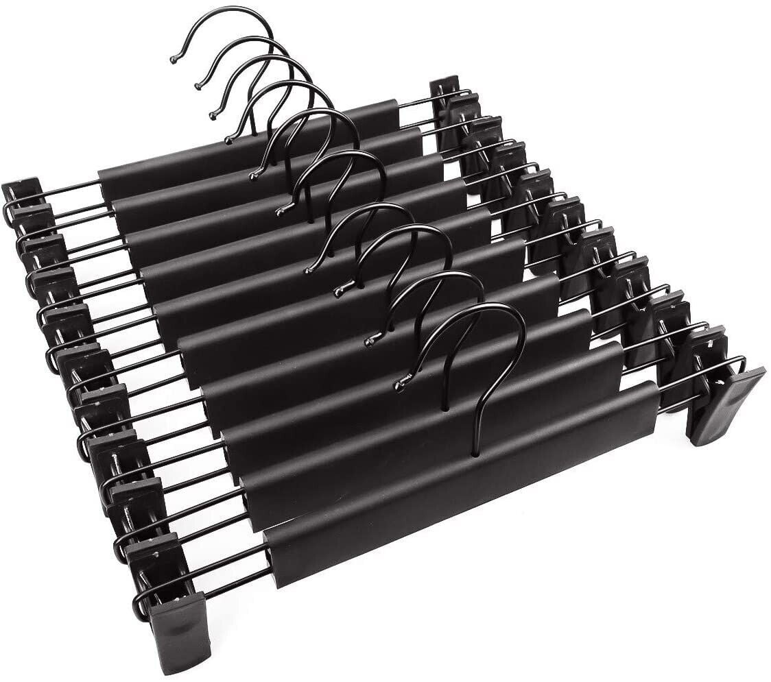 10 Strong Pants Hangers Adjustable Clip Nonslip For Trousers Skirt Dress Slacks