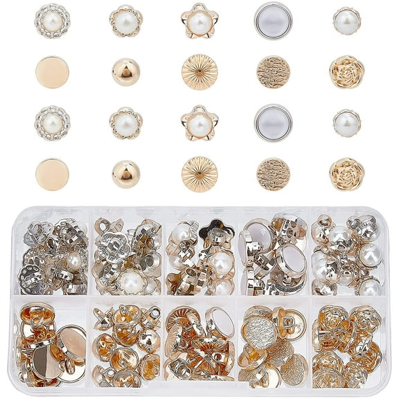 10 Style Faux Pearl Buttons 100pcs Sewing Crafts with Shank Cover Up Buttons Half Ball Pearl Buttons for Clothes Shirts Suits Coats Sweaters 10~13mm