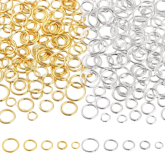10 Styles Brass Round Rings Soldered Jump Rings Closed Jump Rings Cadmium Free & Nickel Free & Lead Free Mixed Color 18~21 Gauge 5~10x0.7~1mm Inner Diameter: 3~8mm