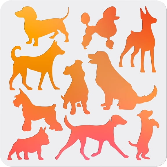 10 Styles Dog Stencil Dog Drawing Stencils 11.811.8inch Reusable Flexible Puppy Dog Pet Painting Template Dachshund Bulldog Animal Home Farmhouse Decor Paint