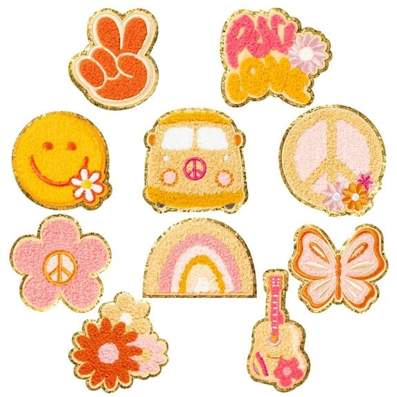 10 Styles Hippie Chenille Patches DIY Craft for Dresses/Backpacks/Jean Decor