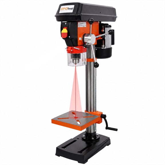 10" Swing Benchtop Drill Press with Laser Positioning Guide, 12 Adjustable Speed 380 to 3130 RPM, 0-45 Degree Tilting Worktable, Compact Tabletop Drilling Machine for Woodworking & Metal Fabrication