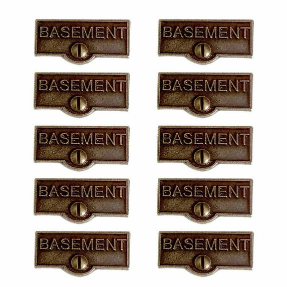 10 Switch Plate Tags BASEMENT Name Signs Labels Cast Brass Traditional Engraved Wall Light Switch Cover Labels | Renovators Supply