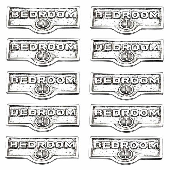 10 Switch Plate Tags BEDROOM Name Signs Labels Chrome Brass Traditional Engraved Wall Light Switch Cover Labels | Renovators Supply