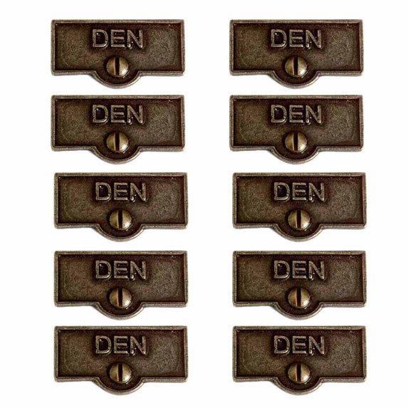 10 Switch Plate Tags DEN Switchplate Name Signs Cast Brass Traditional Engraved Wall Light Switch Cover Labels | Renovators Supply