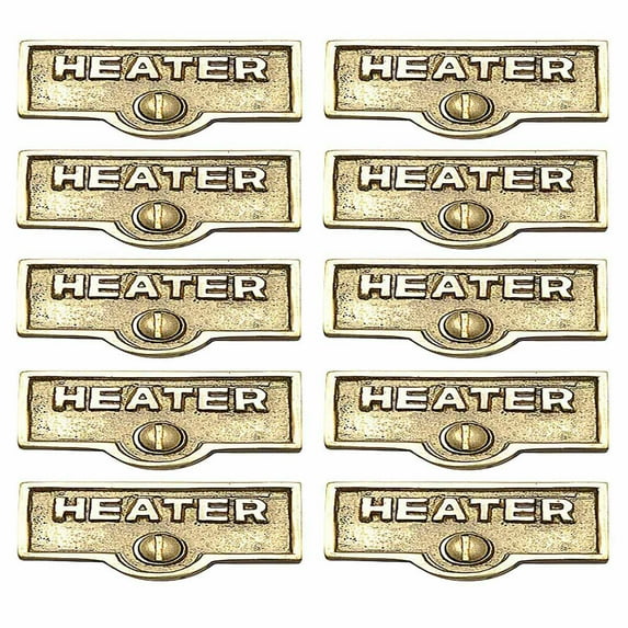 10 Switch Plate Tags HEATER Name Signs Labels Lacquered Brass | Renovator's Supply