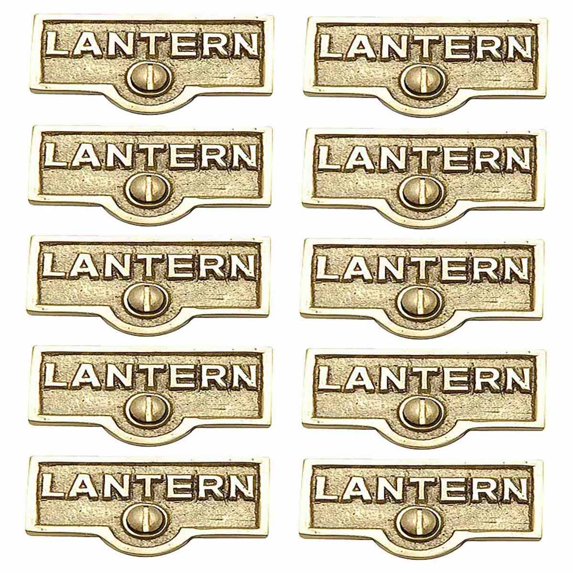 10 Switch Plate Tags LANTERN Name Signs Labels Lacquered Brass Traditional Engraved Wall Light Switch Cover Labels | Renovators Supply