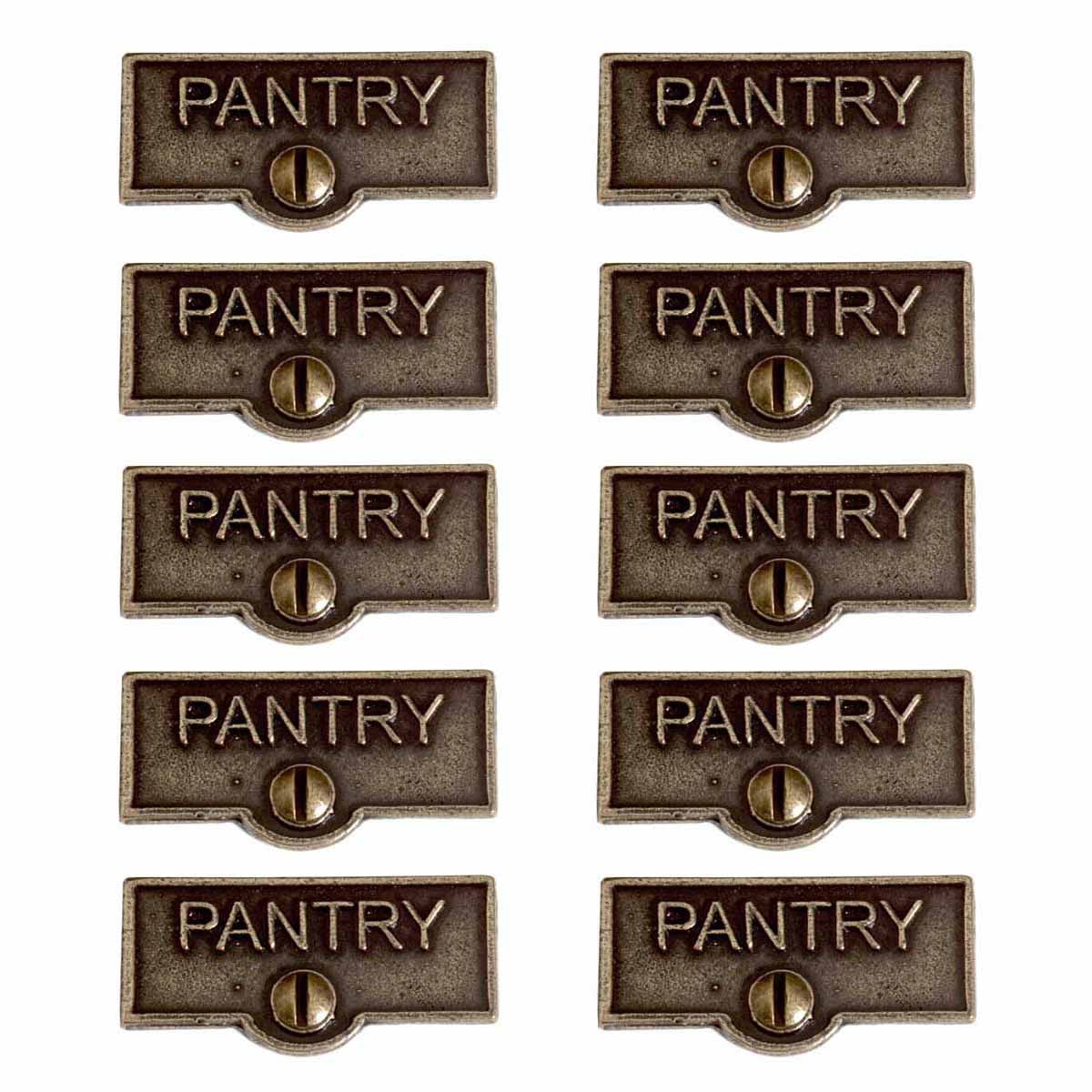 10 Switch Plate Tags PANTRY Name Signs Labels Cast Brass Traditional ...