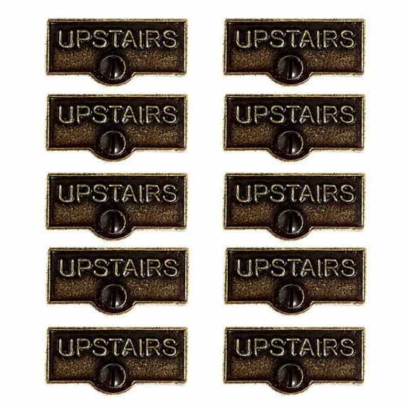 10 Switch Plate Tags UPSTAIRS Name Signs Labels Cast Brass Traditional Engraved Wall Light Switch Cover Labels | Renovators Supply