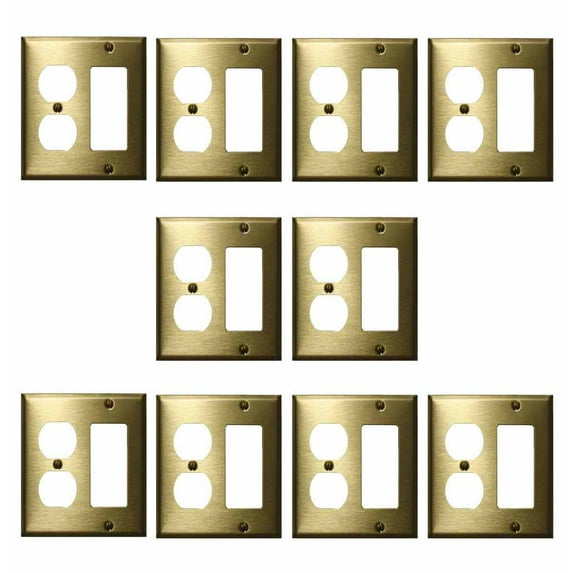 10 Switchplate Brushed Solid Brass Outlet GFI | Renovator's Supply