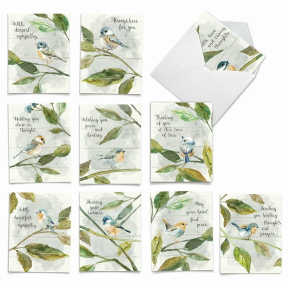 10 Sympathy Cards Pack - Birds Of Encouragement
