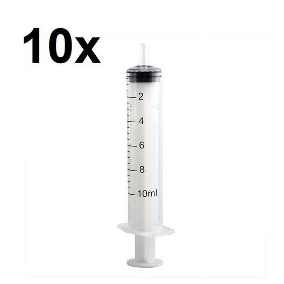 10 Syringe Luer Slip Tip 10mL Liquid Clear Plastic Sterile Medical/Animal Feeder