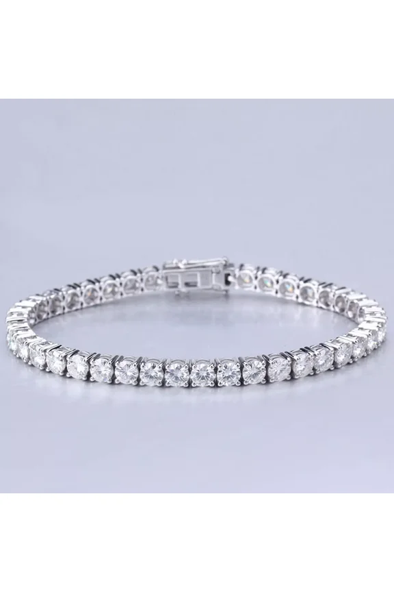 10 TCW Round Lab Created Moissanite Tennis Bracelet In 14k white gold Plated