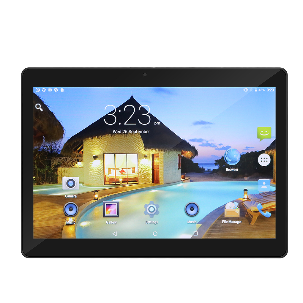 10" Tablet PC, Android 6.0 , Octa Core Processor, 4GB Memory, 64GB Storage, 8 Cores Dual Cameras 5.0MP 1280*800 IPS, Black - image 1 of 7